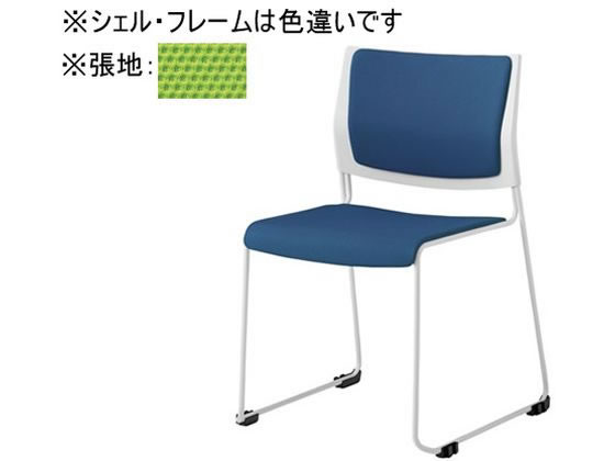 【マラソン限定★ポイント2倍】【メーカー直送】オカムラ ケッテ チェア 背座パッド シルバーフレーム ブラックシェル ライムグリーン【代引不可】【組立・設置・送料無料】ループ脚 スタッキングチェア ミーティングチェア オフィス家具