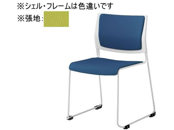 【マラソン限定★ポイント2倍】【メーカー直送】オカムラ ケッテ チェア 背座パッド シルバーフレーム ブラックシェル ライムグリーン【代引不可】【組立・設置・送料無料】ループ脚 スタッキングチェア ミーティングチェア オフィス家具