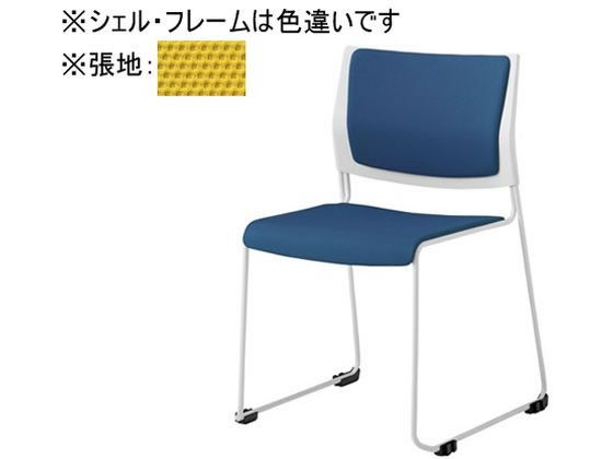 【マラソン限定★ポイント2倍】【メーカー直送】オカムラ ケッテ チェア 背座パッド ブラックフレーム ブラックシェル イエロー【代引不可】【組立・設置・送料無料】ループ脚 スタッキングチェア ミーティングチェア オフィス家具