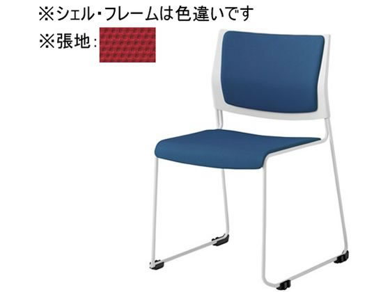 【マラソン限定★ポイント2倍】【メーカー直送】オカムラ ケッテ チェア 背座パッド ブラックフレーム ブラックシェル レッド【代引不可】【組立・設置・送料無料】ループ脚 スタッキングチェア ミーティングチェア オフィス家具