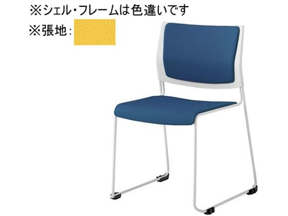 【マラソン限定★ポイント2倍】【メーカー直送】オカムラ ケッテ チェア 背座パッド ブラックフレーム ブラックシェル イエロー【代引不可】【組立・設置・送料無料】ループ脚 スタッキングチェア ミーティングチェア オフィス家具