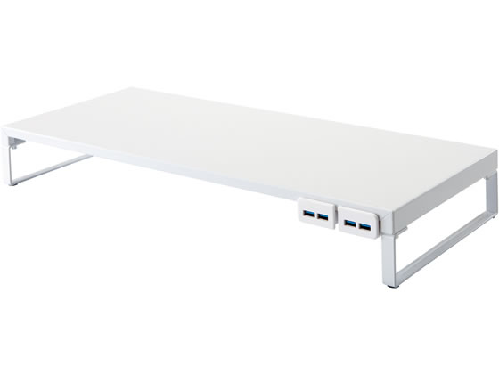 【レビュー投稿で100円OFFクーポン】送料無料 リヒトラブ 机上台 幅590mm USB3.0ハブ付 白 A7334-0 机上台 モニター台 デスク周辺 オフィスデスク 事務机 オフィス家具