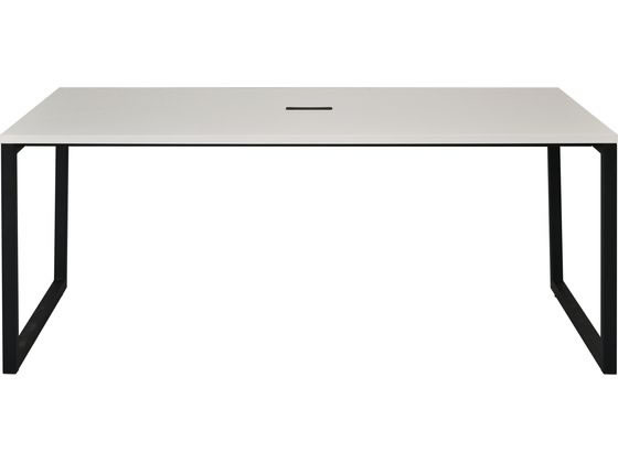 【マラソン限定★ポイント2倍】【メーカー直送】アールエフヤマカワ リスムミーティングテーブル W1800&times;D900 ホワイト&times;黒脚【代引不可】【お客様組立】正方形 長方形 ミーティングテーブル 会議用テーブル 長机 オフィス家具｜ココデカウ