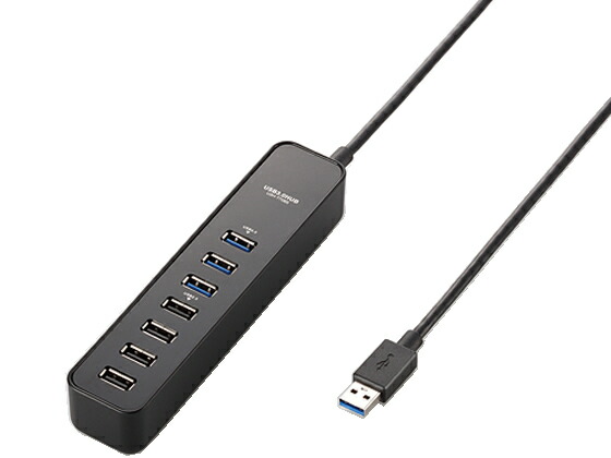 【レビュー投稿で100円OFFクーポン】エレコム マグネット付USB3.0ハブ 7ポート ブラック U3H-T706SBK ＵＳＢハブ ドッキングステーション ＰＣ周辺機器 パソコン 家電
