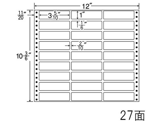 【レビュー投稿で100円OFFクーポン】【メーカー直送】NANA ナナフォーム 12×10(3・6)インチ 27面 MT12Q【代引不可】まとめ買い 業務用 箱売り 箱買い ケース買い ドットプリンタ用ラベルシール 粘着ラベル用紙