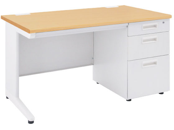 【マラソン限定★ポイント2倍】【メーカー直送】カグクロ 事務用片袖机 W1200 ナチュラル KDN-127S【代引不可】【お客様組立】片袖机 スチールデスク ワゴン オフィスデスク 事務机 オフィス家具|ココデカウ