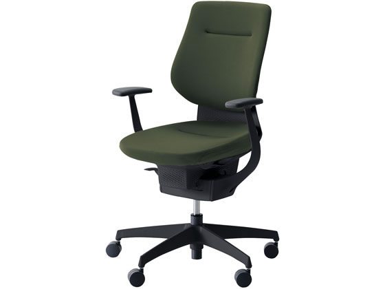 【マラソン限定★ポイント2倍】【メーカー直送】コクヨ イング クッション・バーチカル ブラックシェル 樹脂脚ディープグリーンV【代引不可】【組立・設置・送料無料】肘付き 固定肘タイプ 布張りチェア オフィスチェア オフィス家具｜ココデカウ