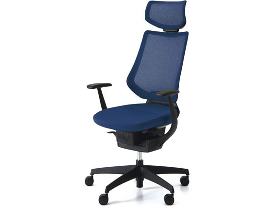 【レビュー投稿で100円OFFクーポン】【メーカー直送】コクヨ イング メッシュ・ヘッドレスト ブラックシェル 樹脂脚 ネイビーW【代引不可】【組立・設置・送料無料】肘付き 固定肘タイプ メッシュチェア オフィスチェア オフィス家具