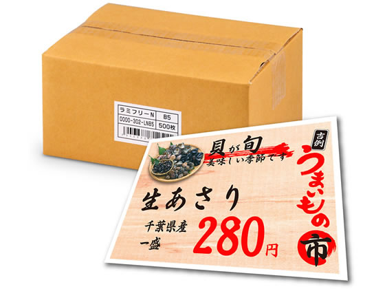 【マラソン限定★2,000円クーポン＆ポイント2倍】中川製作所 レーザープリンター専用耐水紙 ラミフリー B5 500枚 まとめ買い 業務用 箱売り 箱買い ケース買い Ｂ５ カラーレーザー用紙 レーザープリンタ用紙