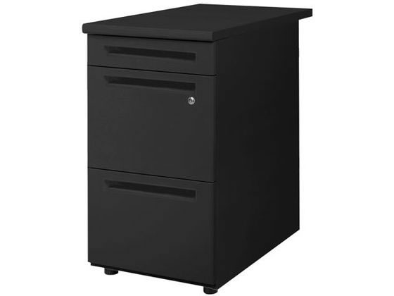 【マラソン限定★2,000円クーポン＆ポイント2倍】【メーカー直送】Netforce ナッツ 脇机 3段 シリンダー錠 BK【代引不可】【お客様組立】脇机 ワゴン スチールデスク オフィスデスク 事務机 オフィス家具