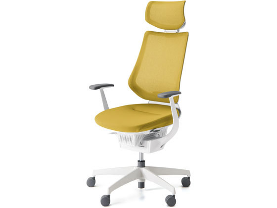 【マラソン限定★ポイント2倍】【メーカー直送】コクヨ イング メッシュ・ヘッドレスト ホワイトシェル 樹脂脚 オリーブイエローW【代引不可】【組立・設置・送料無料】肘付き 固定肘タイプ メッシュチェア オフィスチェア オフィス家具｜ココデカウ