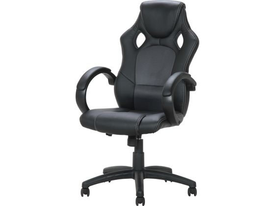 【マラソン限定★ポイント2倍】【メーカー直送】不二貿易 レーシングチェアー サーキット BK 25838【代引不可】【お客様組立】肘付き 可動肘タイプ レザーチェア オフィスチェア オフィス家具