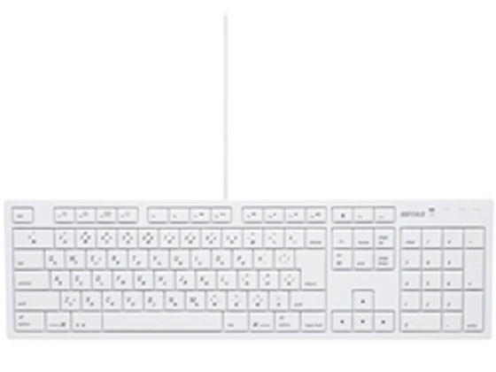 【レビュー投稿で100円OFFクーポン】【お取り寄せ】バッファロー フルキーボード USB接続 Macモデル ホワイト BSKBM01WH