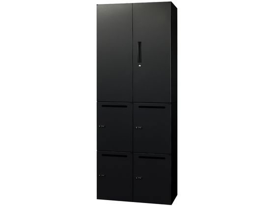 【マラソン限定★ポイント2倍】【メーカー直送】Netforce 両開き書庫3段+4人用パーソナルロッカー ブラック【代引不可】【お客様組立】スチールキャビネット ロッカー オフィス家具