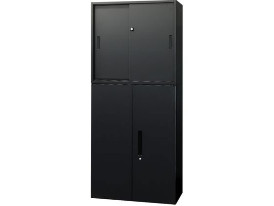 【マラソン限定★2,000円クーポン＆ポイント2倍】【メーカー直送】Netforce 引戸書庫2段+両開き書庫3段 ブラック【代引不可】【お客様組立】スチールキャビネット ロッカー オフィス家具