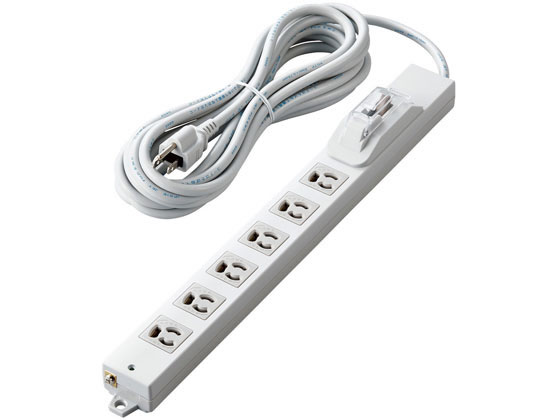 【レビュー投稿で100円OFFクーポン】【お取り寄せ】エレコム 電源タップ 5m 3P 6個口 過電流防止 T-H0750OCPR コード付き電源タップ３ピン 電源タップ ＯＡタップ 配線パーツ 家電｜ココデカウ