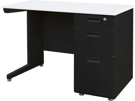 【メーカー直送】Netforce ナッツ 片袖机 スリム 3段 W1000 BK×WH×BK無地【代引不可】【お客様組立】片袖机 スチールデスク ワゴン オフィスデスク 事務机 オフィス家具