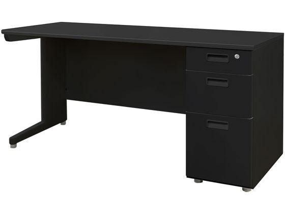 【マラソン限定★ポイント2倍】【メーカー直送】Netforce ナッツ 片袖机 スリム 3段 W1400 BK×BK×BK無地【代引不可】【お客様組立】片袖机 スチールデスク ワゴン オフィスデスク 事務机 オフィス家具|ココデカウ