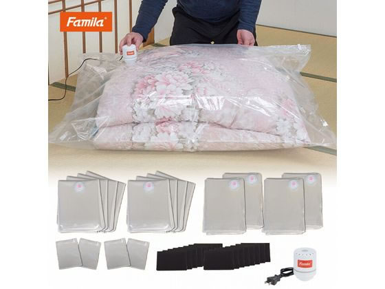 【レビュー投稿で100円OFFクーポン】【メーカー直送】ファミリー・ライフ 掃除機のいらない布団圧縮袋 27点セット 04386【代引不可】 押入れ クローゼット 収納 日用雑貨｜ココデカウ