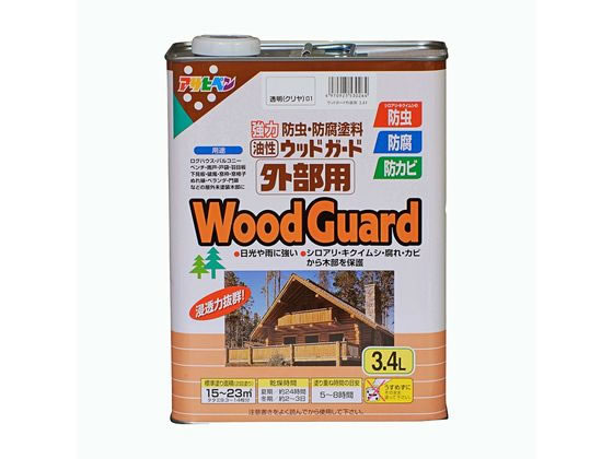 【マラソン限定★ポイント2倍】【お取り寄せ】アサヒペン ウッドガード外部用 3.4L クリヤ 01 塗料 塗装 養生 内装 土木 建築資材|ココデカウ