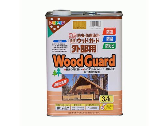 【マラソン限定★ポイント2倍】【お取り寄せ】アサヒペン ウッドガード外部用 3.4L パイン 15 塗料 塗装 養生 内装 土木 建築資材|ココデカウ