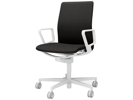 【百貨店SALE制限事項★最大限度20%OFF＆2,000円クーポン券】【製造会社直送】ファブレ 白脚 黒本体白 肘有 Vキャスター C01W151CUWE6E64【代引不可】【精神的な統合・備え付ける・貨物輸送無料】 肘付き添い人 固着させる肘印字機 布張り女性議長 事務室女性議長 事務室調度品