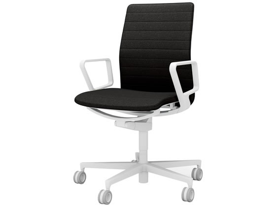 【百貨店SALE押さえる★最大限度20%OFF＆2,000円引き換え証】【製造会社直送】ファブレ 白脚 黒本体白 肘有 Vキャスター C01W152CUWE6E64【代引不可】【精神的な統合・据え付ける・貨物輸送無料】 肘付き添い人 据えつける肘手合い 布張り女性議長 事務室女性議長 事務室調度品