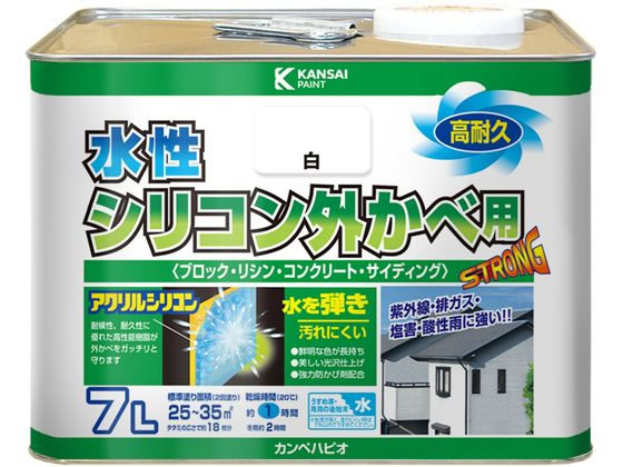 【マラソン限定★ポイント2倍】【お取り寄せ】カンペハピオ 水性シリコン外かべ用 白 7L 塗料 塗装 養生 内装 土木 建築資材|ココデカウ