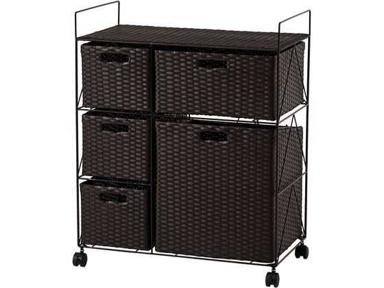 【マラソン限定★ポイント2倍】【メーカー直送】萩原 ランドリーワゴン 幅65cm ダークブラウン RAN-2458DBR【代引不可】【お客様組立】脱衣かご 浴室 洗面所 日用雑貨｜ココデカウ
