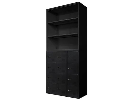 【マラソン限定★ポイント2倍】【メーカー直送】Netforce オープン書庫+12人用ロッカー 2台セット 幅900mm BK【代引不可】【お客様組立】オープン書庫 スチールキャビネット ロッカー オフィス家具|ココデカウ