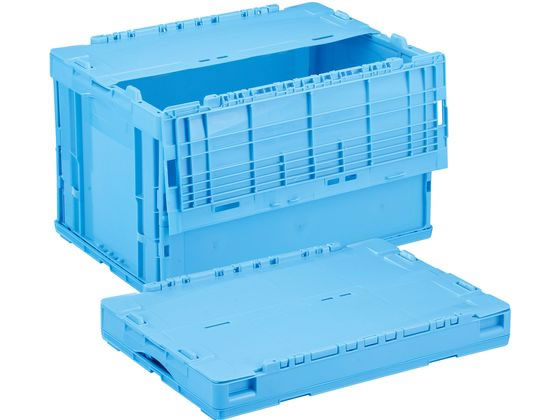 【レビュー投稿で100円OFFクーポン】【お取り寄せ】岐阜プラスチック工業 リス 薄型折りコン 蓋あり 50L ブルー 折りたたみコンテナ 保管 作業