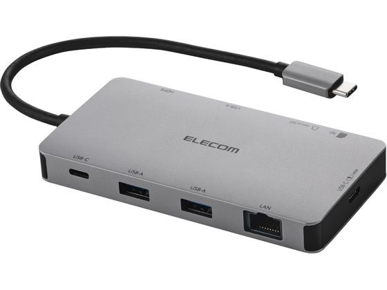 【マラソン限定★ポイント2倍】エレコム Type-Cドッキングステーション 9-in-1 シルバー DST-090BP1SV ＵＳＢハブ ドッキングステーション ＰＣ周辺機器 パソコン 家電｜ココデカウ