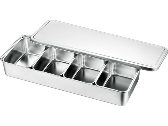 【マラソン限定★2,000円クーポン＆ポイント2倍】【お取り寄せ】赤川器物 AG 18-8 中型調味料入 4ヶ入横長 調味料バット 容器 ボウル ザル バット 厨房 キッチン