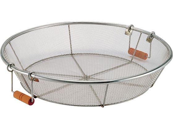 【レビュー投稿で100円OFFクーポン】送料無料【お取り寄せ】MT 18-8 浅型 揚げザル 55cm バネ取手付 給食大型ザル 給食 厨房 キッチン