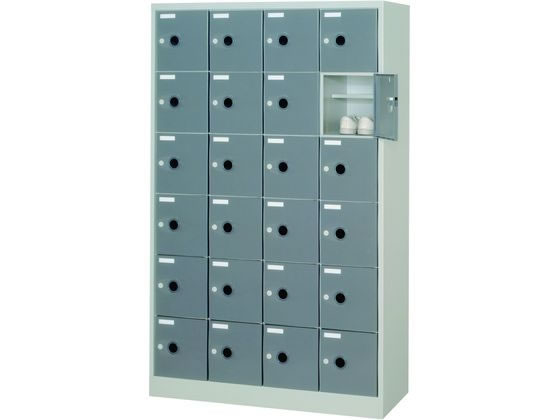 【百貨店SALE押さえる★最大限度20%OFF＆2,000円引き換え証】【製造会社直送】シューズロッカーSC手合い 扉:暗然たる薄墨色 24人用(中棚付)【代引不可】 シューズロッカー サボ箱 ロッカー 押し入れ 事務室調度品