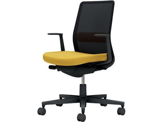 【レビュー投稿で100円OFFクーポン】【メーカー直送】コクヨ モネット L型肘 背座別色 オリーブイエロー／ブラック【代引不可】【組立・設置・送料無料】肘付き 固定肘タイプ メッシュチェア オフィスチェア オフィス家具