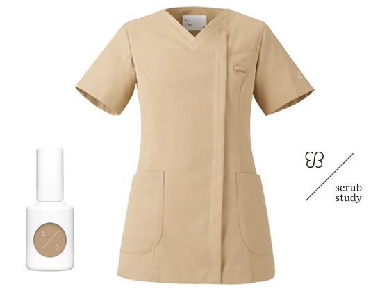 【レビュー投稿で100円OFFクーポン】【お取り寄せ】住商モンブラン uka scrub study サンドベージュ UM500-5 0-L スクラブ 医療服 ユニフォーム