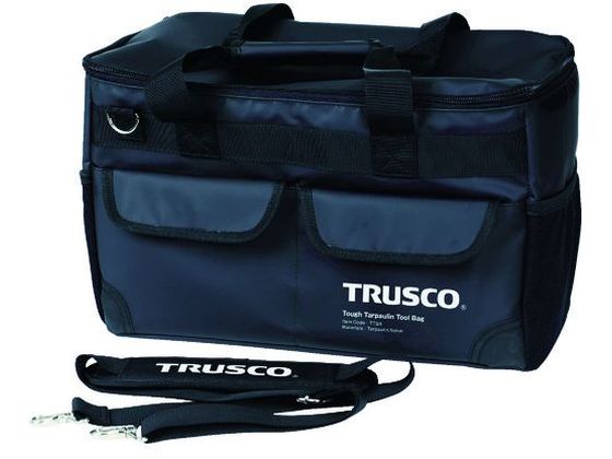 【レビュー投稿で100円OFFクーポン】【お取り寄せ】TRUSCO TOUGH ターポリンツールバッグ 黒色 TTBA-BK ツールバッグ 工具箱 作業用品 工具｜ココデカウ