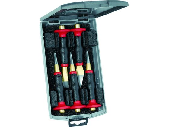 【レビュー投稿で100円OFFクーポン】【お取り寄せ】RENNSTEIG ハンドガード付チゼル5点セット プラスチックボックス 421-102-0 バール タガネ クサビ 作業工具 作業用品 工具