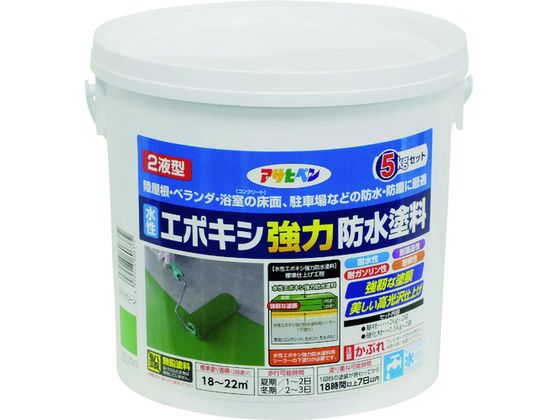 【レビュー投稿で100円OFFクーポン】【お取り寄せ】アサヒペン 水性エポキシ強力防水塗料 5KGセット ライトグリーン 塗料 塗装 養生 内装 土木 建築資材