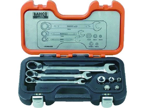 【レビュー投稿で100円OFFクーポン】【お取り寄せ】バーコ ラチェットコンビレンチ&アダプターセット 1RMA S8 ラチェットレンチ レンチ スパナ プーラー 作業用品 工具