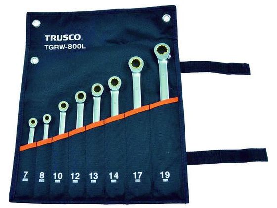 【マラソン限定★ポイント2倍】【お取り寄せ】TRUSCO ラチェットコンビネーションレンチセット(ロングタイプ)8本組 TGRW-800L ラチェットレンチ レンチ スパナ プーラー 作業用品 工具