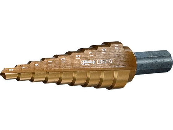 【レビュー投稿で100円OFFクーポン】【お取り寄せ】エビ ステージドリル Tinコーティング 9段 軸径10mm 5-21 LB521G 穴あけ工具 ドリル 切削工具 作業用品 工具