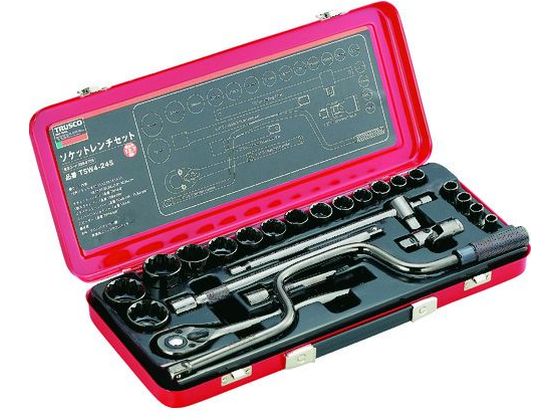 【マラソン限定★ポイント2倍】【お取り寄せ】TRUSCO ソケットレンチセット 差込角12.7mm 24S TSW4-24S ソケット ソケットレンチ 作業用品 工具｜ココデカウ
