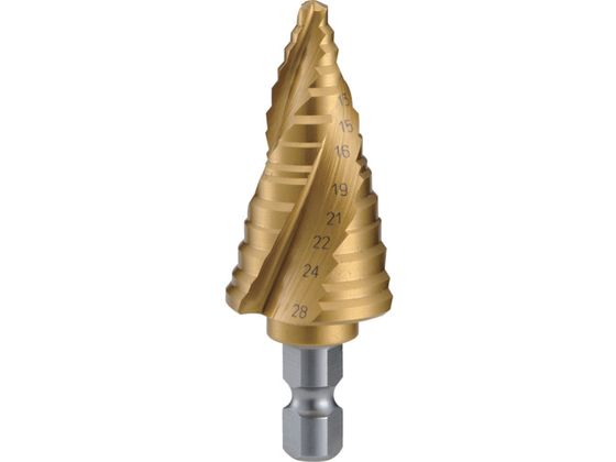 【レビュー投稿で100円OFFクーポン】【お取り寄せ】TRUSCO ステップドリル 3枚刃チタンコーティング 5～28mm 段数11 3S-NMS-28G 穴あけ工具 ドリル 切削工具 作業用品 工具