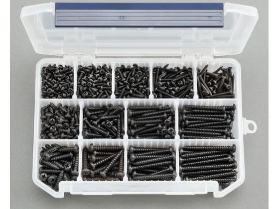 【レビュー投稿で100円OFFクーポン】【お取り寄せ】エスコ ナベ頭タッピングビスセット ステンレス 黒色 3-5mm EA949AR-1 ネジ関連 筐体 機構部材 金物