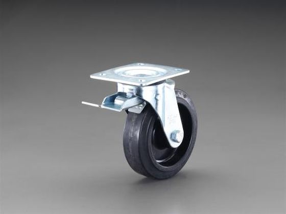 【レビュー投稿で100円OFFクーポン】【お取り寄せ】エスコ キャスター 自在金具 前輪ブレーキ付 200mm EA986HZ-200 台車 カートラック キャスター タイヤ 作業