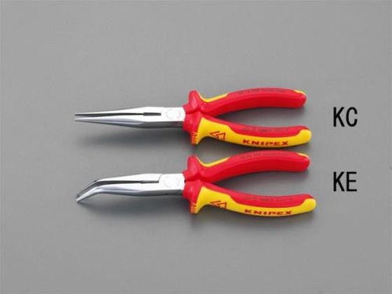 【レビュー投稿で100円OFFクーポン】【お取り寄せ】エスコ 絶縁ラジオペンチ グリップ付 ストレート メッキ 200mm 弱電用絶縁工具 空調 電設資材 作業用品 工具