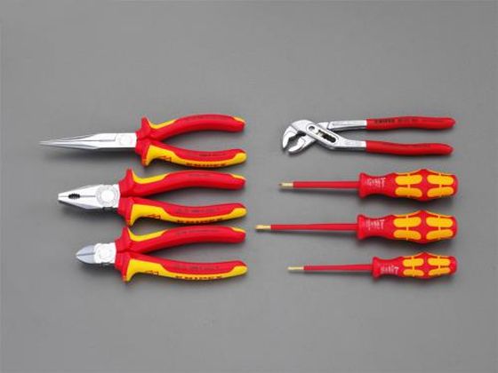 【マラソン限定★ポイント2倍】【お取り寄せ】エスコ 絶縁工具セット 7個組 EA640XC-4 弱電用絶縁工具 空調 電設資材 作業用品 工具｜ココデカウ