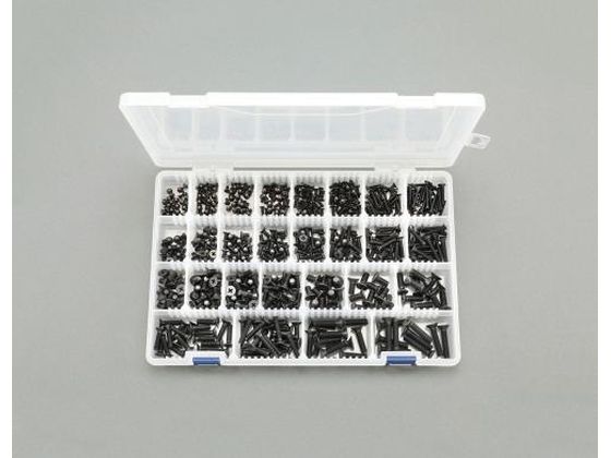 【レビュー投稿で100円OFFクーポン】【お取り寄せ】エスコ 皿頭小ねじセット ステンレス製 黒色 M3-M6 EA949TF-1 ネジ関連 筐体 機構部材 金物